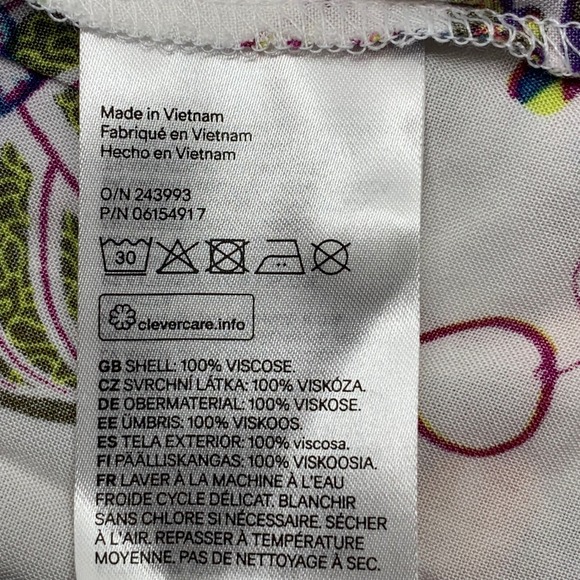 NWT H&M Women's 3/4 Ruffled Sleeve Dress White Multi Floral Botanical Size 6 - Picture 8 of 10